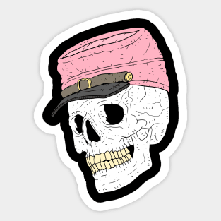 a skull with a pink civil war cap. Sticker